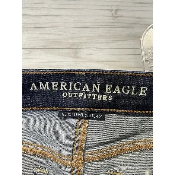 American Eagle Shorts Womens 00 Dark Wash Denim Next Level Stretch Rolled Casual - Picture 7 of 12